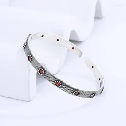 Bangle 2024 Design Elegant Flower Shiny Crystal Retro Thai Silver Female Wholesale Jewellery For Women Gifts