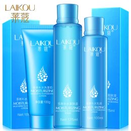 Moisturizers LAIKOU 3Pcs Hydration Daily Face Skin Care Set Moisturizing Facial Cleanser Cream Toner Oilcontrol Shrink Pores Face Care