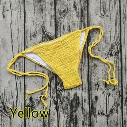 Underpants Knitting Bikini Briefs Men Women Sexy Swimming Trunks Handmade Crochet Beachwear Lace Up Low Waist Swimsuit Swimwear Bandage