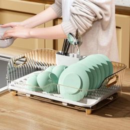 Kitchen Storage Dish Rack Modern Smooth Drainer Bowl Plate Dinnerware Cutlery Drain Holder Home Supplies