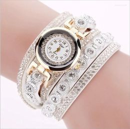 Wristwatches Alloy Diamond Ring Bracelet Watch Digital Face Rhinestone Ladies Quartz Women Chain Set