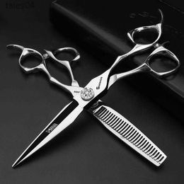 Scissors Shears 6 inch professional hairdressing scissors 440c japanese steel hair cutting scissor thinning scissors set barber tools 240302