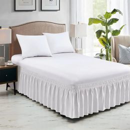 Elastic Ruffle Bed Skirt Solid Color Wrap Around Style Comfortable Fade Resistant Cover Without Surface Twin Queen King Size 240227