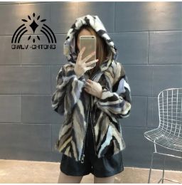 Fur New Real natural genuine mink fur coat with hood women fashion Colourful fur jacket outwear custom any size