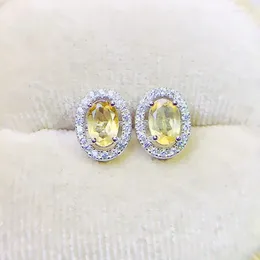 Stud Earrings Natural Real Citrine Earring Oval Style 5 7mm 0.85ct 2pcs Gemstone 925 Sterling Silver Per Jewelry Fine J23978