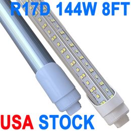 8FT LED Tube Lights T8 Light Bulbs, G13 Base Double Ended(R17D Cap Included), 6500K Daylight Type B Ballast Bypass, 144W for Warehouse Garage Cabinet crestech