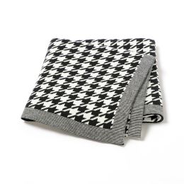 Curtains Baby Blanket Fashion Houndstooth Pattern Plaid Newborn Girl Stroller Wrap Swaddle Cotton Knit Infant Boy Bedding Sofa Soft Quilt