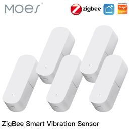 Control MOES Zigbee Smart Vibration Sensor Detection,Tuya Smart Life APP Notification,RealTime Motion Shock Alarm,History Record