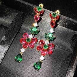 Dangle Earrings DIWENFU 925 Silver Sterling Ruby Gemstone Jewelry Drop Earring For Women Join Party Aros Mujer Oreja Orecchini Females Girls
