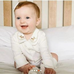 Bebê peter lapela tshirt primavera algodão manga longa camisa de fundo infantil crianças topo espanhol meninos roupa interior 240220