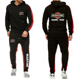 Tracksuits 2022 Spring Autumn Martini Racing Printed 2pcs/Set Men's Sets stripe Slim Hoodies Sweatpants Twopiece Pullover+Pants Suits