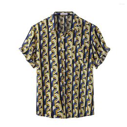 Men's Casual Shirts Hawaiian Stylish 3d Digital Print Short Sleeve Blouse Lapel Button Front Pocket Shirt Outdoor Holiday Tunics