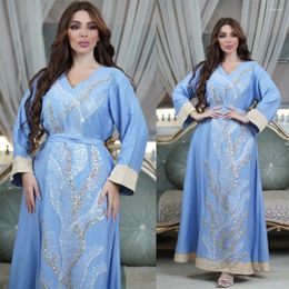 Ethnic Clothing Marocain Sequins Kaftan Eid Ramadan Abaya Women Muslim Party Evening Dresses Dubai Turkey Caftan Arabic Robe Islamic