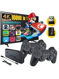 Consoles Classic Games Mini TV 4K HD 2.4G Double Wireless Controller 10000 Games Stick For PS1/FC/GBA Retro Video Game Dendy Game Console