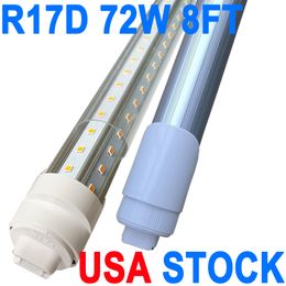 8FT LED Tube Lights T8 Light Bulbs, G13 Base Double Ended(R17D Cap Included), 6500K Daylight Type B Ballast Bypass, 72W 7200LM, 120-277V,IP40 Rated crestech