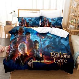 sets Game Baldur's Gate 3 Bedding Set Single Twin Full Queen King Size Bed Set Adult Kid Bedroom Duvetcover Sets Anime Bed Sheet Set