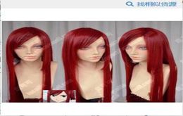 Fairy Tail Erza Scarlet Dark Red 100cm Straight Cosplay Party Wig8828876