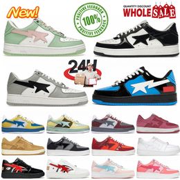 Designer Sta Casual Shoes Low Top Men and Women Black White Camouflage Skateboarding Sports Bapely Sneakers Outdoor Shoes Waterproof leather Size 36-45 with box