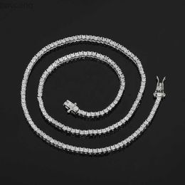 Anhänger Halsketten Juncheng 2mm GRA VVS Moissanit S925 925 Sterling Silber 10K 14K vergoldete Kette Tennis Halskette für Männer Frauen Großhandel 240302
