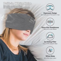 Headphones New Bluetooth Sleep Eye Mask Headphones IceFeeling Breathable Extra Soft 100% Blackout 3D Stereo Sleep Eye Mask 20 White Noise