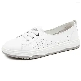 Casual Shoes Genuine Leather Summer Women Female Spring White Sneakers Soft Flats Breathable Outdoors Footwear