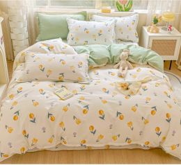 sets Flower Bedding Set Quilt Duvet Cover and 2pc Pillowcase 100% Cotton Bed Linens Single Double Queen King Full Size Home Textile