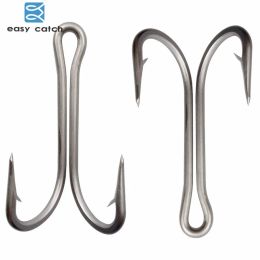 Fishhooks 20Pcs Stainless Steel Double Fishing Hooks Big Strong Sharp Double Fish Hook Size 4/0 5/0 6/0 7/0 8/0 9/0