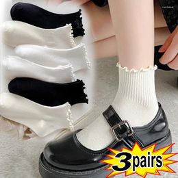 Women Socks For Cute Summer Japanese Style Breathable Girls Short Kawaii Solid Color Frilly Ruffle Casual Sweet