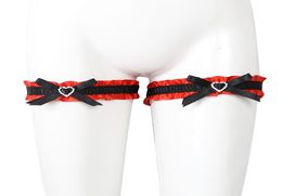 Lace Elastic Leg Cuffs Set Red and Black Bow Leg Band Bondage for Legs Locking Thighs bdsm Bondage Sex Toys Cute bdsm toys7214050