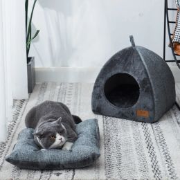 Houses Soft Cat Bed Foldable Kitten House Semienclosed Indoor Cats Cave Warm Kennel for Small Dogs Cats Deep Sleep Pets Accessories