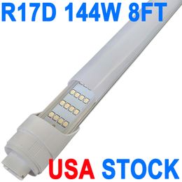 R17D 8 Foot Bulb Light,270 Degree 4 Rows LED Replacement for Fluorescent Fixtures,T8 6000K Cool White,Milky Cover,85V-265V, Dual-Ended,Rotatable HO Base crestech