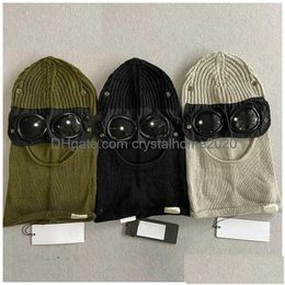 Beanie/Skl Caps Extra Fine Merino Wool Goggle Clava Beanie Knit Hat Outdoor Retains Heat Windbreak Hood Men Cap Skl Black Onesize Dro Dhvap