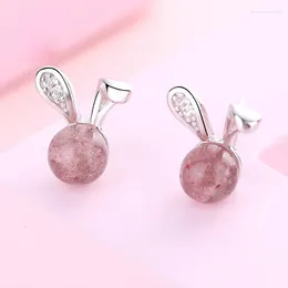 Stud Earrings Korean Style Ear Semi Gem Fashion Sweet Girl Silver Plated Charm Lady Birthday Party Jewelry