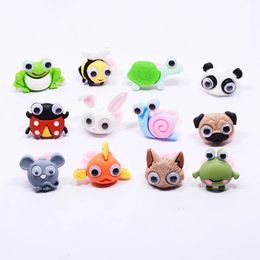 12pcs Cute Cartoon Kids Animals ring Goldfish Bunny Panda Snails Frog Tortoise Ring child Girl Finger Party Gift Jewellery 240226