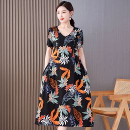 Dress Summer Vintage Print Long Dresses Women 2023 New Loose High Quality Elegant Vintage Summer Dress Women's Sundresses