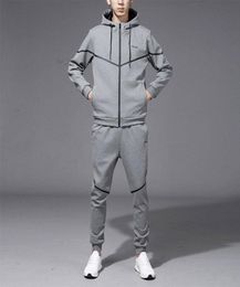 Spring Men039s Tracksuits Autumn Hooded Mens Tracksuit Casual Black Grey Big Size 8XL Two Piece Sweat Suits Jogger Sets Ropa De2613473