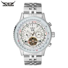 Watches Jaragar Mens Watches Automatic Selfwind Mechanical Watch Stainless Steel Band Shock Resistant Complete Calendar Watch