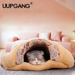 Pet Products Warm Soft Flannels Cat House Pet Mats Sleeping Bag Lovely Hamburger Puppy Cushion Rabbit Bed Dog Kennel Cat Bed 240226