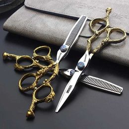 Scissors Shears Hairdressing Scissors 6 Inch Hair Set Pair Of Chunker Barber Shop Accessories Custom 240302
