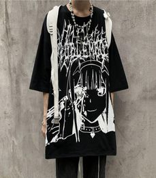 Men039s TShirts Emo Women Men Gothic Anime T Shirt Hip Hop Top Tees Oversized Streetwear Harajuku Tshirt Short Sleeve Alt Tee5658149