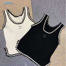 Anagram-embroidered Women Tanks Camis cotton-blend tank tops Two C letters Designer Skirts Yoga Suit CHANNEL Dress bra Vest Ladies solid Vintage T Shirt Femme23455