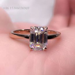 Factory Straight Out Best Price 2Ct Emerald Cut Gemstone Fine Jewellery Engagement Woman Ring For Gift