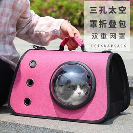 Cat Carriers Transparent Bag Go Out Portable Pet Breathable Linen Space Cover Supplies Backpack