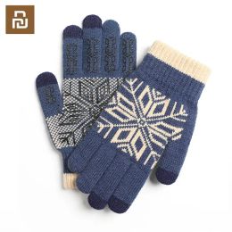 Control Youpin Winter Men Knitted Gloves Touch Screen Male Mitten Full Finger Thicken Keep Warm Wool Solid Business Gloves High Quality