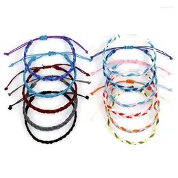 Charm Bracelets Trendy Braided Colourful Handmade Woven Rope Bracelet Ethnic Waterproof Wax String For Women Girls Jewellery Gifts