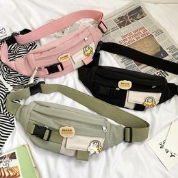 Waist Bags Belt Packs For Women 2024 Canvas Leisure Solid Color Fanny Pack Girls Cute Crossbody Chest Bag