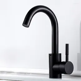 Bathroom Sink Faucets Matte Black Basin Faucet Stainless Steel Kitchen Cold Water Mixer Tap Deck Mounted Vanity Lavatory