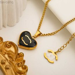 Never Pendant Necklaces Fading 14K Gold Plated Luxury Brand Designer Pendants Rose Stainless Double Letter Choker Necklace Chain Jewellery Accessories 240302