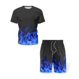 Clothing Sets Kids Flame Fire 3D Print T-Shirts Beach Board Shorts Fashion Swimwear Girls Boys Streetwear Casual Tees Tops Suits