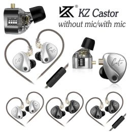 Headphones KZ Castor Wired in Ear Headphones Dynamic Noise Cancelling Earphone 3.5mm Plug Stereo Earbuds Foam Ear Tips with Mic for Stage